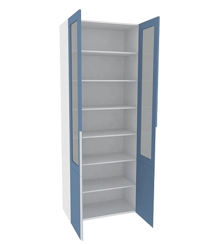 Шкаф книжный со стеклом, фасады в эмали LE214S