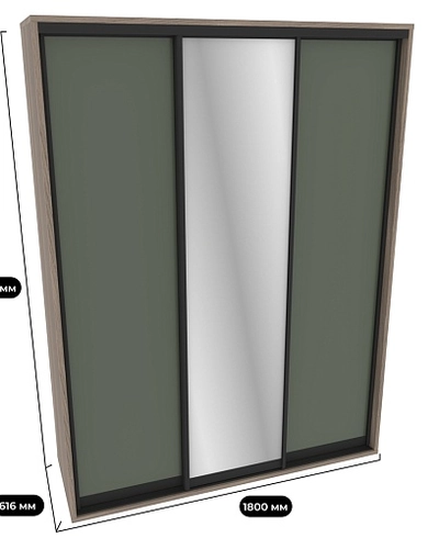 Шкаф-купе ХG180.60-3, профиль INTEGRO, фасад МДФ/зеркало серебро