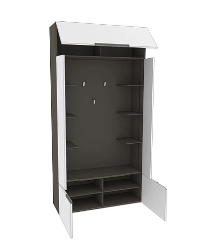 Секция под крючки с полками, фасады в эмали LE418 L/R