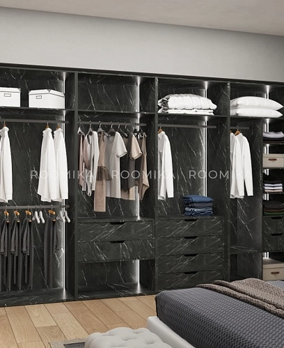 Шкаф для спальни с полками и штангой с подсветкой R210.60-4