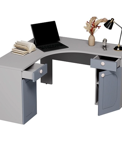 Cтол угловой равносторонний, фрезерованные фасады в эмали LE716