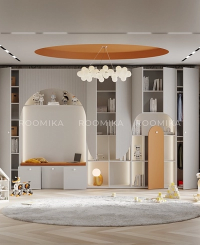 Шкаф однодверный со полками узкий, фасады в эмали LE220.44-4