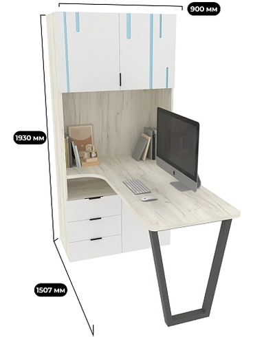 Cтол-стеллаж, фрезерованные фасады в эмали LE402 L/R