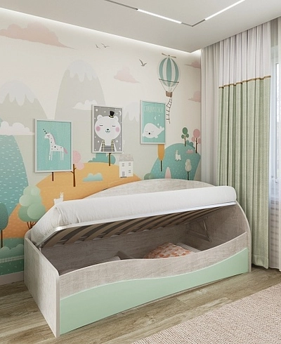 Кровать односпальная P901 с подъемным механизмом, 90x190