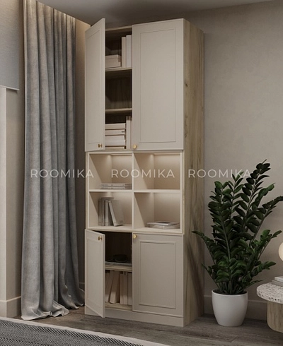 Шкаф для книг с нишей А216 с подсветкой