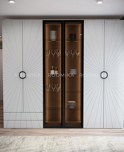 Шкаф со стеклянными фасадом полки стекло R220.1