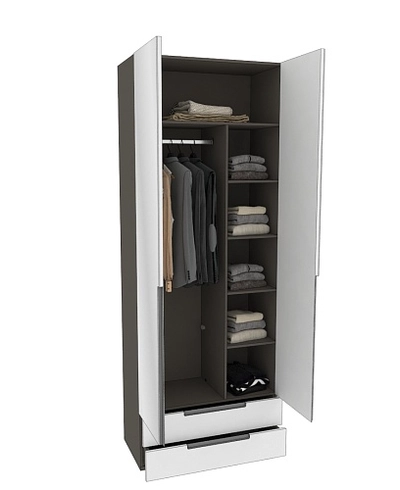 Шкаф 2 дверный с ящиками с зеркалом, фасады в эмали LE211.44Z