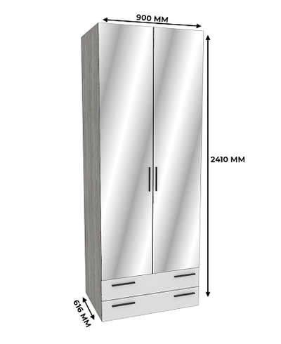 Шкаф двустворчатый с ящиками с зеркалом LG-211.60Z