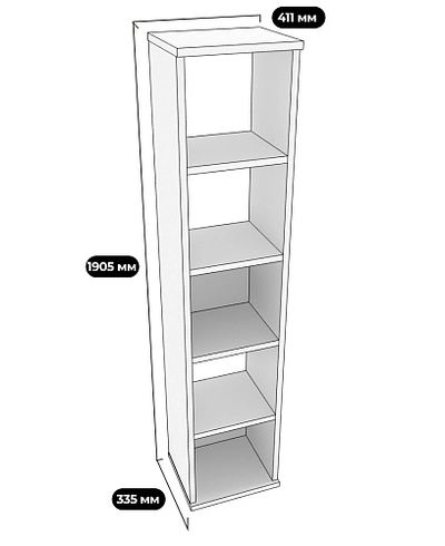 Cтеллаж сквозной книжный на 5 ниш E805