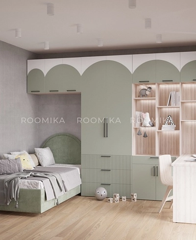 Шкаф книжный/для одежды с тремя ящиками, фрезерованные фасады в эмали LE213