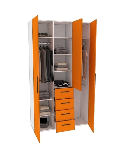 Шкаф трехдверный с ящиками узкий L203.44