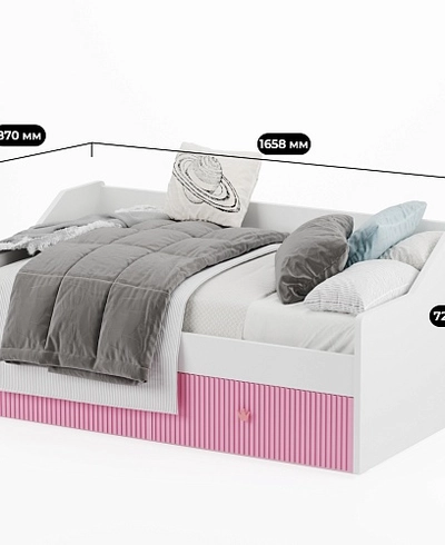 Кровать односпальная с фрезерованными фасадами LE902.160, 80x160