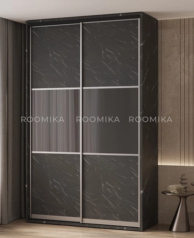 Шкаф-купе ХG166.60-2, профиль INTEGRO, фасад МДФ/Зеркало графит