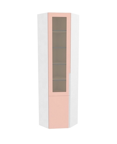 Шкаф угловой книжный со стеклом, фасады в эмали LE247 с подсветкой