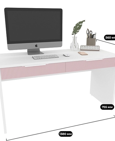 Cтол письменный прямой, фрезерованные фасады в эмали LE718