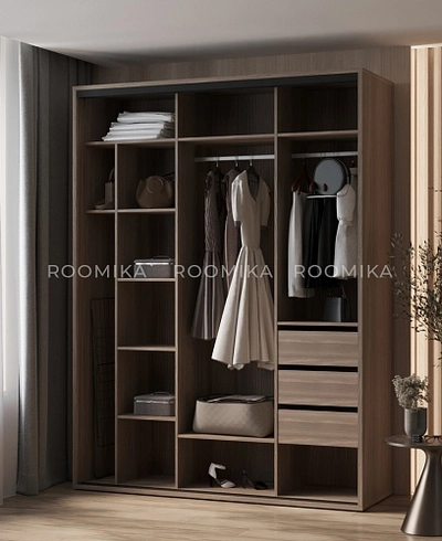 Шкаф-купе ХG180.60-3, профиль INTEGRO, фасад МДФ/зеркало серебро