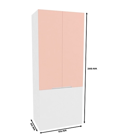 Шкаф двухдверный с фальш стенкой, фасады в эмали LE212