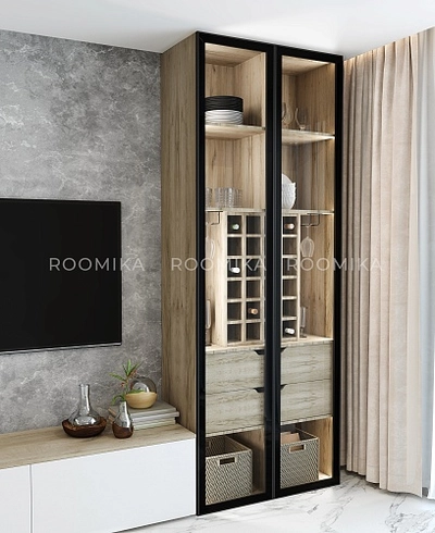 Шкаф-бар со встроенными ящиками с подсветкой R217