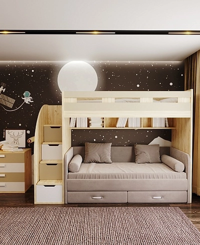 Кровать двухъярусная с диваном для подростка