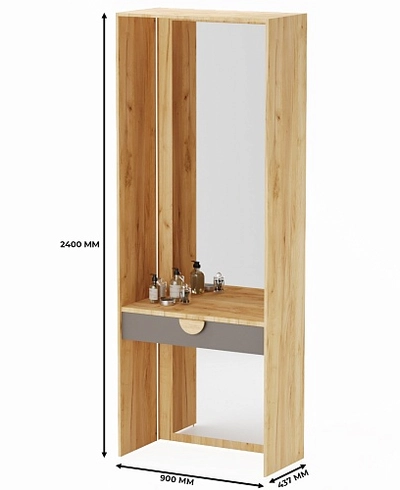 Ниша с ящиком, зеркалом и подсветкой для спальни R270.45