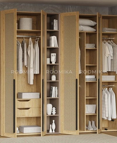 Шкаф двустворчатый, фасады натуральный ротанг L210.60-3