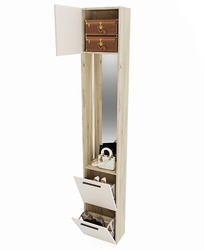 Шкаф завершающий с обувницей и зеркалом L250