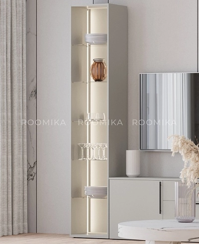 Шкаф со стеклянными фасадом полки стекло с подсветкой R220.1
