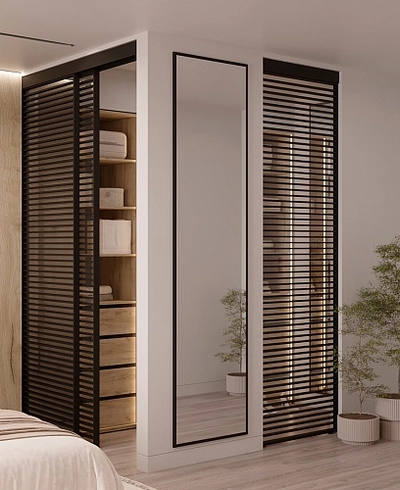 Составная стеклянная перегородка для гардеробной GRACE 21