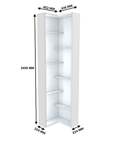 Стеллаж завершающий угловой с подсветкой L230.60 L/R