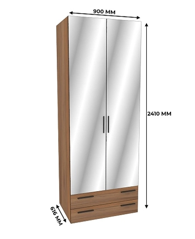 Шкаф двустворчатый с ящиками и с зеркалом L-211.60Z