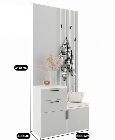 Тумба с зеркалом и крючками L423