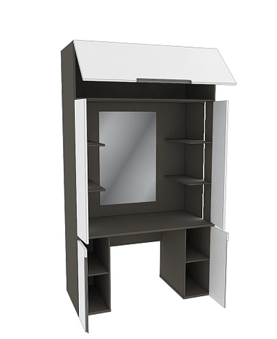 Стол туалетный с секцией и зеркалом с подсветкой, фасады в эмали LE404.60