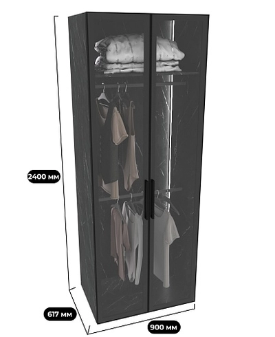 Шкаф для спальни с двумя штангами и полкой с подсветкой R210.60-1