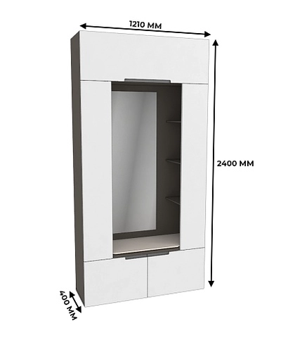 Секция с зеркалом и полками, фасады в эмали LE408