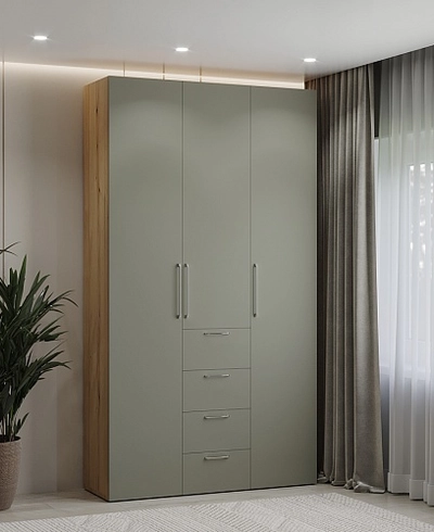 Шкаф трехдверный с ящиками узкий L203.44