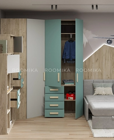 Шкаф двухверный, фасад комбинированный E212 L/R