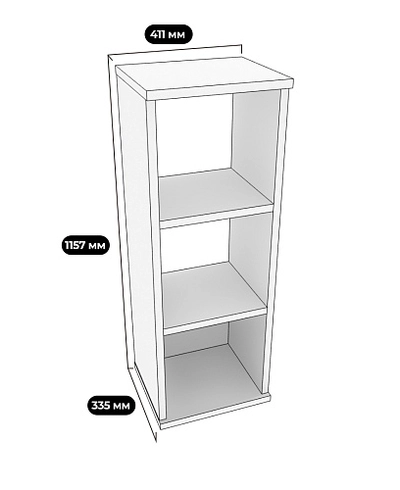 Cтеллаж сквозной книжный на 3 ниши E803