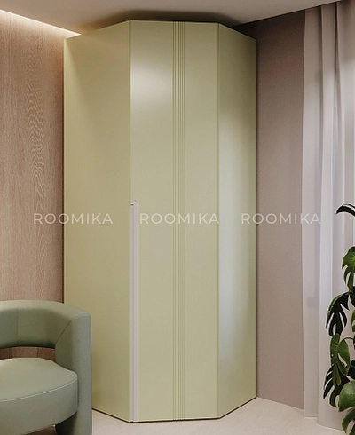 Шкаф угловой разносторонний, фрезерованные фасады в эмали LE218 L/R