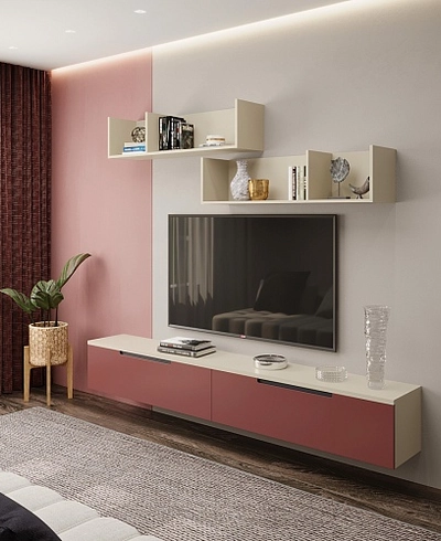 Тумба TV навесная, фасады в эмали LE-513