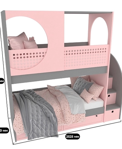 Кровать двухъярусная с крышей A915, 90x200  L/R