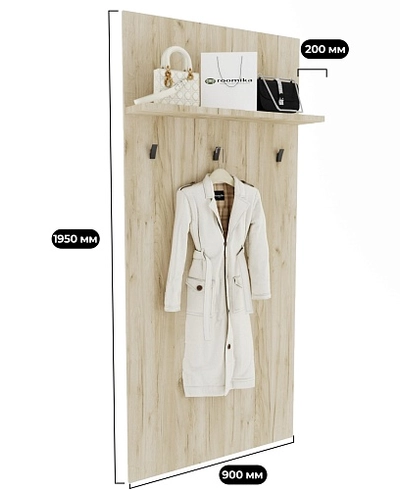 Панель широкая с полкой и крючками L177