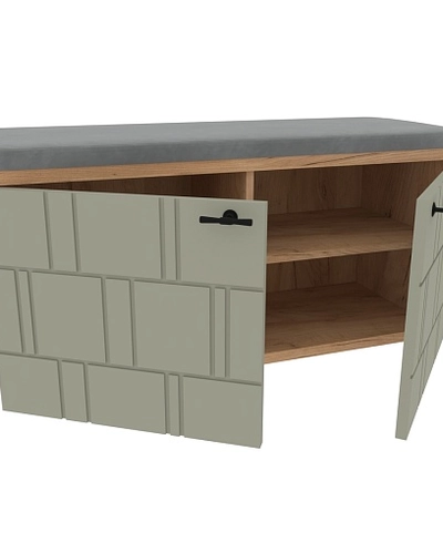 Тумба для обуви с мягким сидением, фрезерованные фасады в эмали LE-460