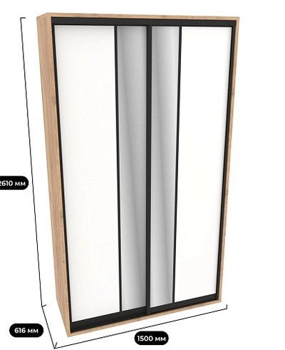 Шкаф-купе ХG150.60-2, профиль INTEGRO, фасад МДФ/зеркало серебро