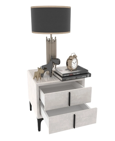 Тумба прикроватная мягкая, стекло прозрачное, ножки черные ГРЕЙС752