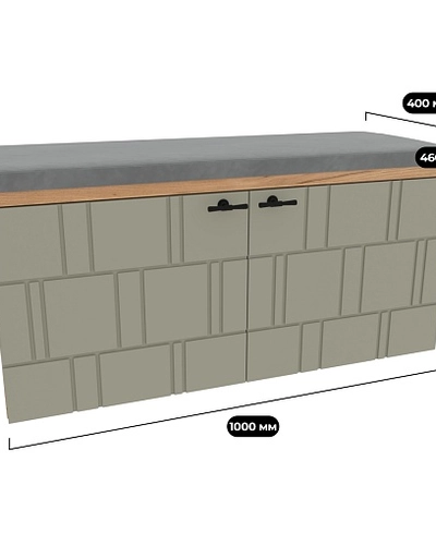 Тумба для обуви с мягким сидением, фрезерованные фасады в эмали LE-460