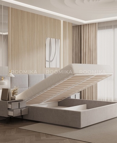 Cпальня с мягкой кроватью ВЕРСАЛ и мягкими тумбами 203