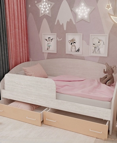 Кровать односпальная с ящиками и бортиком P902N, 90x190