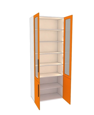 Шкаф книжный со стеклом L214S с подсветкой