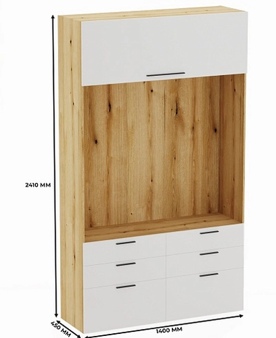 Секция с комодными ящиками и антресолью L411