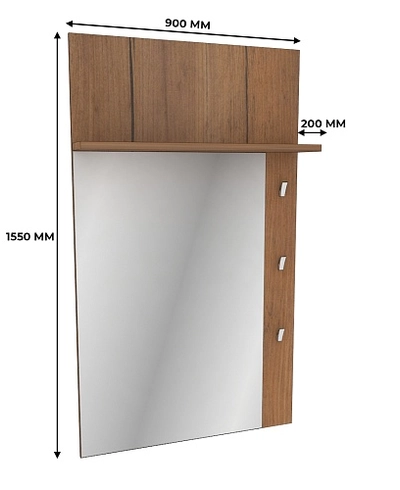 Панель зеркало с полкой и крючками L190 L/R